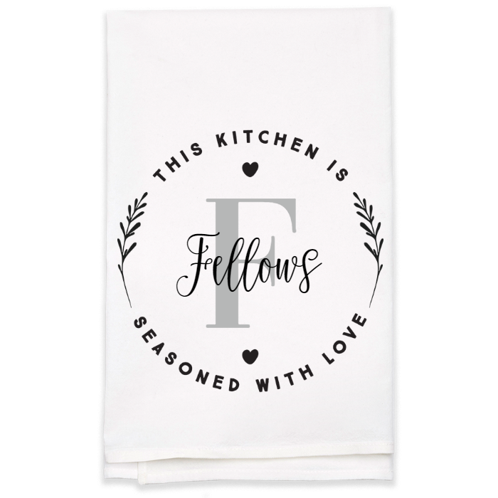 Seasoned with Love Monogram Tea Towel - Personalized Kitchen Towel –  Canvastry